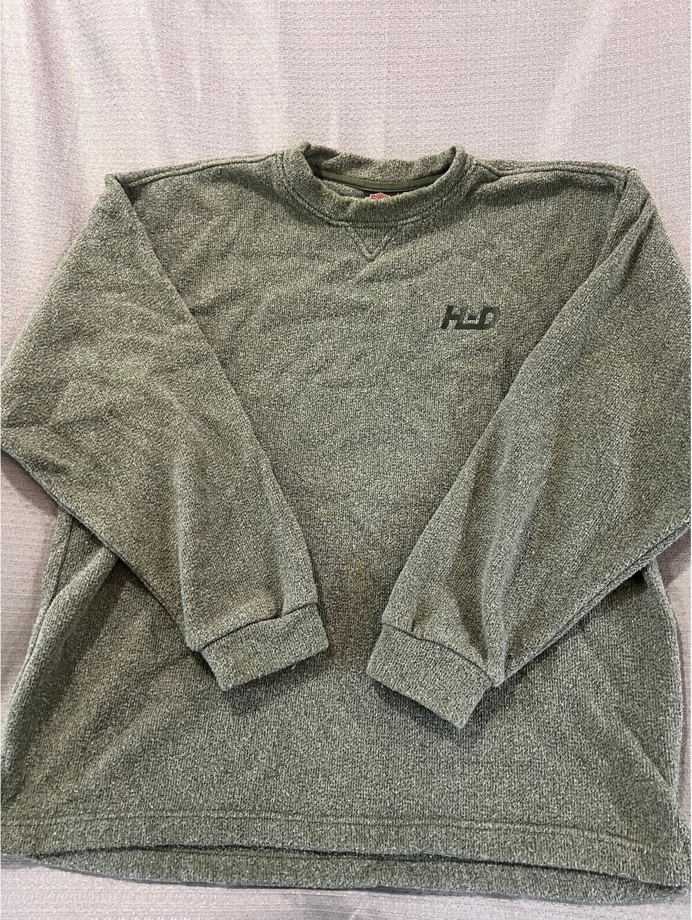 Harley-Davidson Men XL Olive Green Fleece Crewneck Sweatshirt H-D Logo